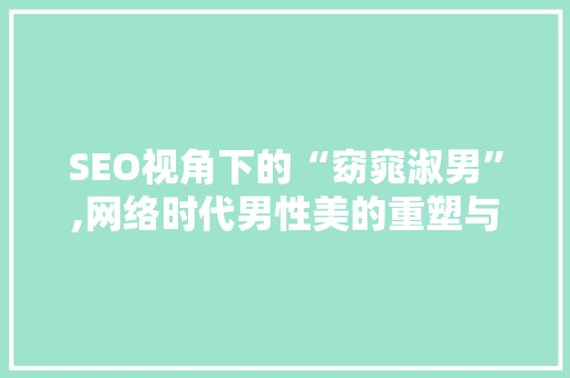 SEO视角下的“窈窕淑男”,网络时代男性美的重塑与传播 搜狗SEO
