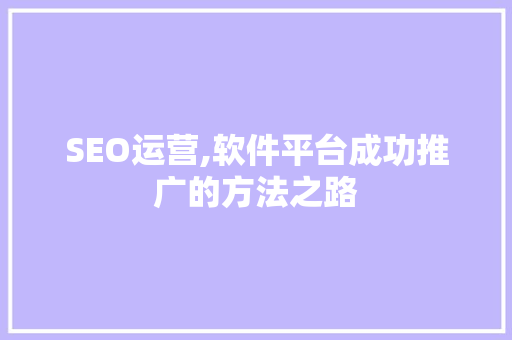 SEO运营,软件平台成功推广的方法之路 必应SEO