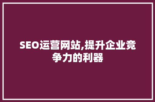 SEO运营网站,提升企业竞争力的利器