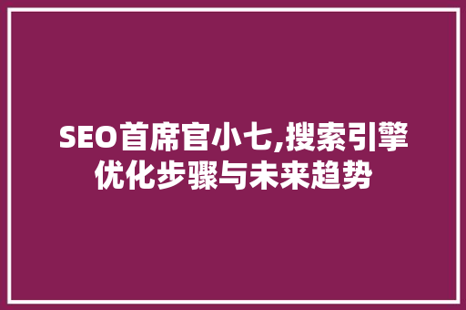 SEO首席官小七,搜索引擎优化步骤与未来趋势