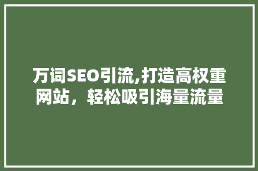 万词SEO引流,打造高权重网站，轻松吸引海量流量 必应SEO