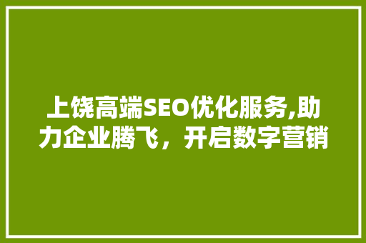 上饶高端SEO优化服务,助力企业腾飞，开启数字营销新篇章 神马SEO