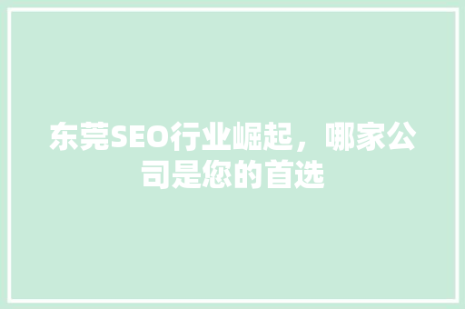 东莞SEO行业崛起，哪家公司是您的首选 百度SEO