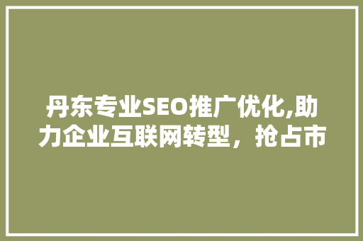 丹东专业SEO推广优化,助力企业互联网转型，抢占市场先机 GoogleSEO