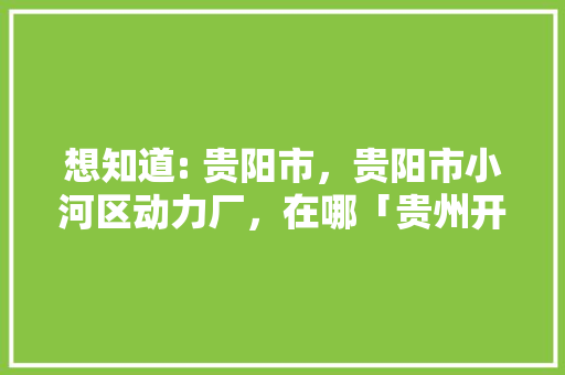 想知道: 贵阳市，贵阳市小河区动力厂，在哪「贵州开车为什么没有动力车」 想知道: 贵阳市，贵阳市小河区动力厂，在哪「贵州开车为什么没有动力车」 必应SEO