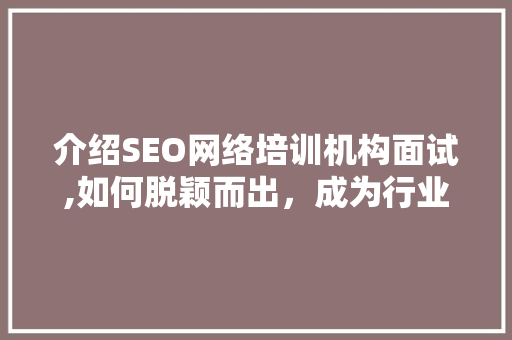 介绍SEO网络培训机构面试,如何脱颖而出，成为行业佼佼者 搜狗SEO