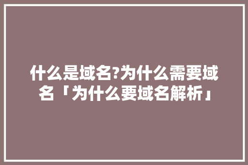 什么是域名?为什么需要域名「为什么要域名解析」