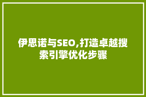 伊思诺与SEO,打造卓越搜索引擎优化步骤 必应SEO
