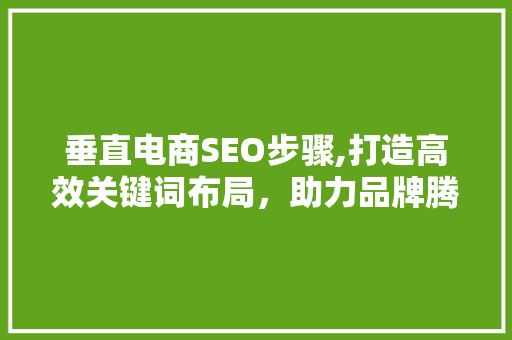 垂直电商SEO步骤,打造高效关键词布局，助力品牌腾飞 搜狗SEO