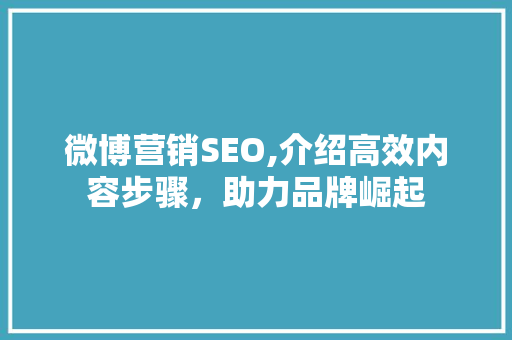 微博营销SEO,介绍高效内容步骤，助力品牌崛起 GoogleSEO
