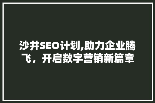 沙井SEO计划,助力企业腾飞，开启数字营销新篇章 神马SEO