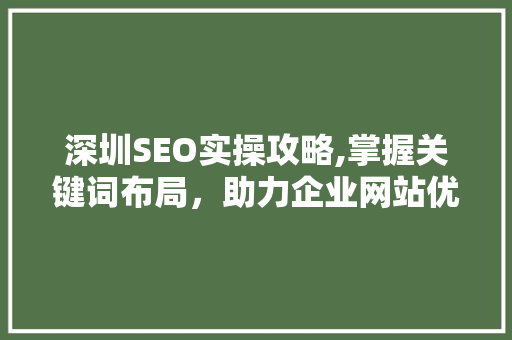 深圳SEO实操攻略,掌握关键词布局，助力企业网站优化 百度SEO