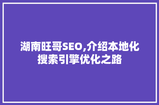 湖南旺哥SEO,介绍本地化搜索引擎优化之路 必应SEO