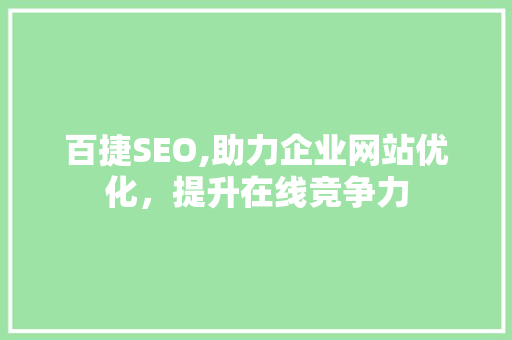 百捷SEO,助力企业网站优化，提升在线竞争力 GoogleSEO