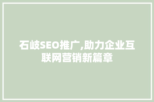 石岐SEO推广,助力企业互联网营销新篇章 搜狗SEO
