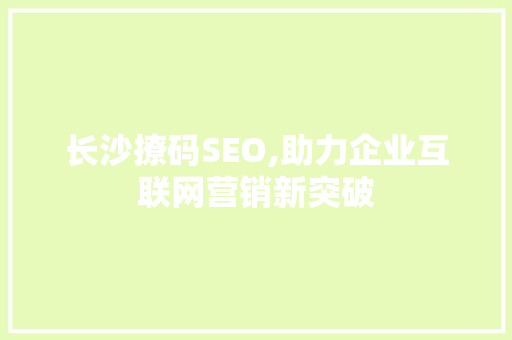 长沙撩码SEO,助力企业互联网营销新突破 百度SEO