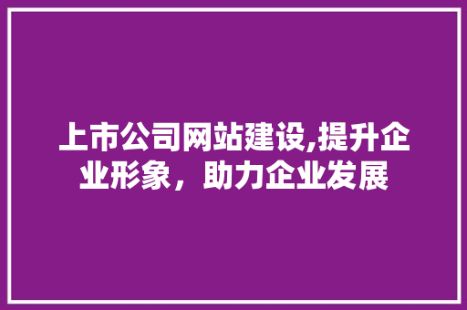 上市公司网站建设,提升企业形象，助力企业发展