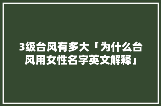 3级台风有多大「为什么台风用女性名字英文解释」 3级台风有多大「为什么台风用女性名字英文解释」 必应SEO