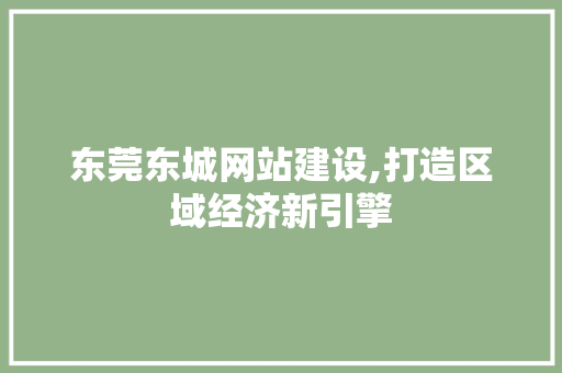 东莞东城网站建设,打造区域经济新引擎 GoogleSEO