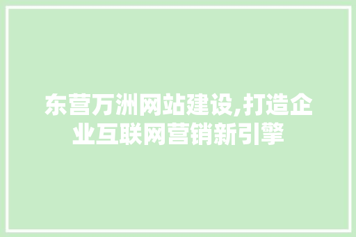 东营万洲网站建设,打造企业互联网营销新引擎
