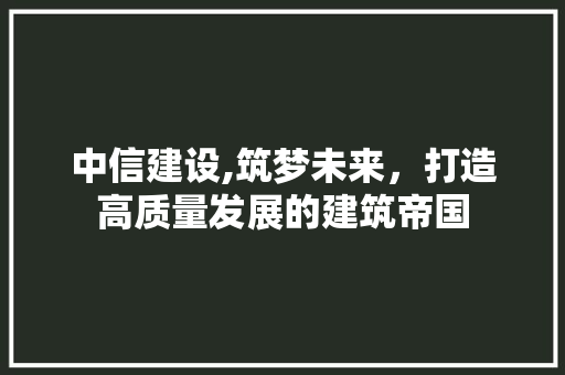 中信建设,筑梦未来，打造高质量发展的建筑帝国 必应SEO