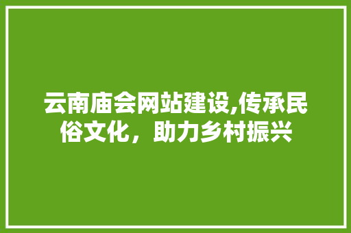 云南庙会网站建设,传承民俗文化，助力乡村振兴 必应SEO