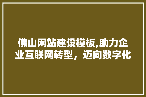 佛山网站建设模板,助力企业互联网转型，迈向数字化未来 百度SEO