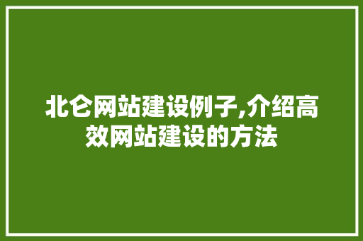 北仑网站建设例子,介绍高效网站建设的方法 百度SEO