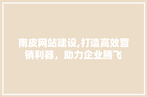 南皮网站建设,打造高效营销利器，助力企业腾飞 GoogleSEO