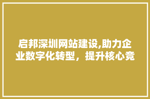 启邦深圳网站建设,助力企业数字化转型，提升核心竞争力 神马SEO