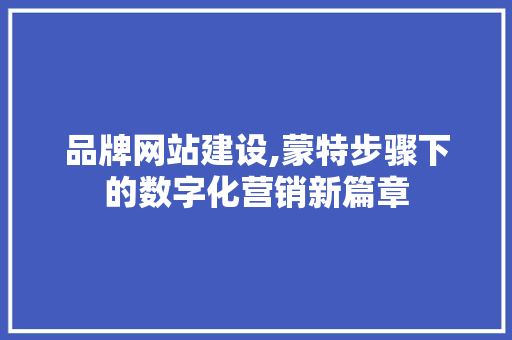 品牌网站建设,蒙特步骤下的数字化营销新篇章 GoogleSEO
