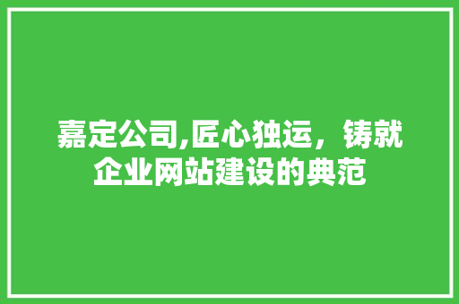 嘉定公司,匠心独运，铸就企业网站建设的典范 搜狗SEO