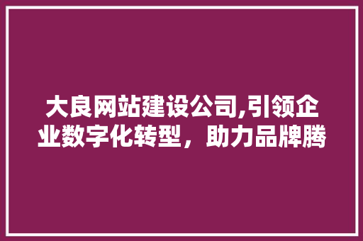 大良网站建设公司,引领企业数字化转型，助力品牌腾飞 百度SEO