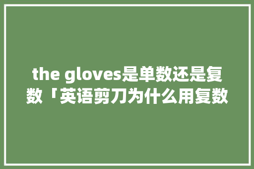 the gloves是单数还是复数「英语剪刀为什么用复数形式表示」 the gloves是单数还是复数「英语剪刀为什么用复数形式表示」 神马SEO