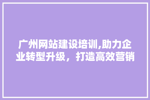 广州网站建设培训,助力企业转型升级，打造高效营销平台 百度SEO
