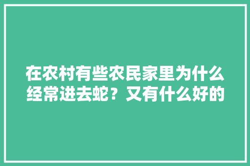 在农村有些农民家里为什么经常进去蛇？又有什么好的防治方法吗「居民楼为什么有蚂蚁呢」 在农村有些农民家里为什么经常进去蛇？又有什么好的防治方法吗「居民楼为什么有蚂蚁呢」 神马SEO