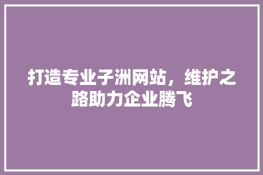打造专业子洲网站，维护之路助力企业腾飞 GoogleSEO