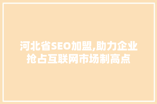 河北省SEO加盟,助力企业抢占互联网市场制高点