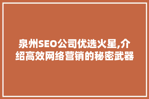 泉州SEO公司优选火星,介绍高效网络营销的秘密武器 百度SEO