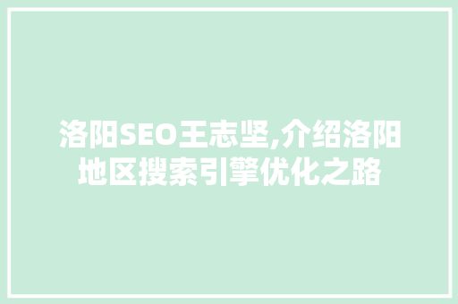 洛阳SEO王志坚,介绍洛阳地区搜索引擎优化之路