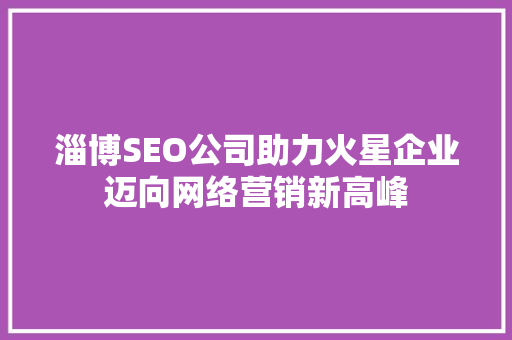 淄博SEO公司助力火星企业迈向网络营销新高峰 百度SEO