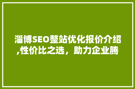 淄博SEO整站优化报价介绍,性价比之选，助力企业腾飞 神马SEO