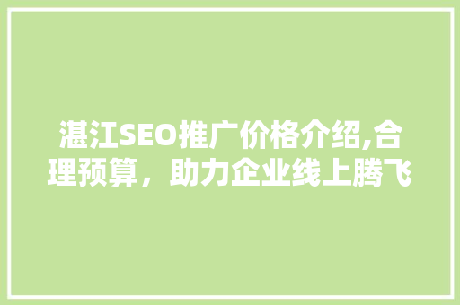 湛江SEO推广价格介绍,合理预算，助力企业线上腾飞 必应SEO