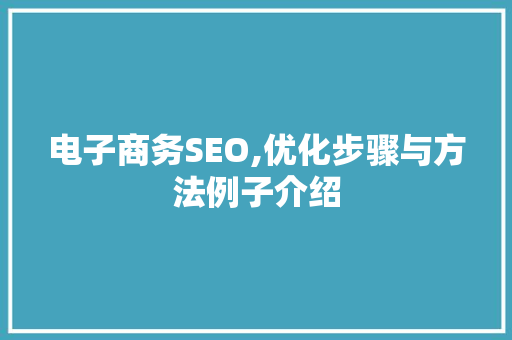电子商务SEO,优化步骤与方法例子介绍 百度SEO
