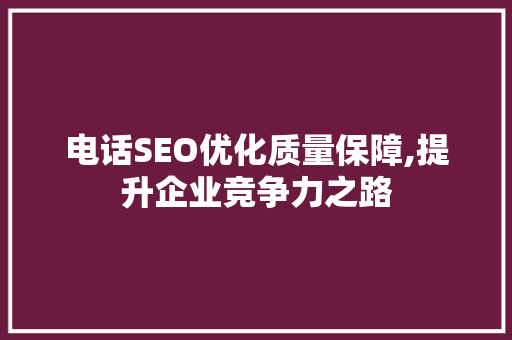 电话SEO优化质量保障,提升企业竞争力之路 搜狗SEO