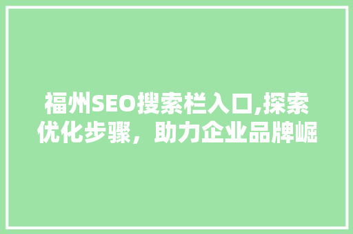 福州SEO搜索栏入口,探索优化步骤，助力企业品牌崛起 必应SEO