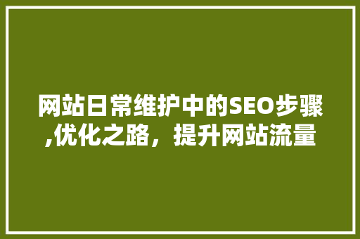 网站日常维护中的SEO步骤,优化之路，提升网站流量与排名 搜狗SEO