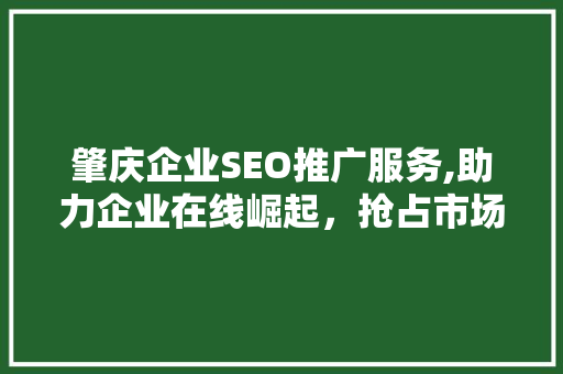 肇庆企业SEO推广服务,助力企业在线崛起，抢占市场先机 搜狗SEO