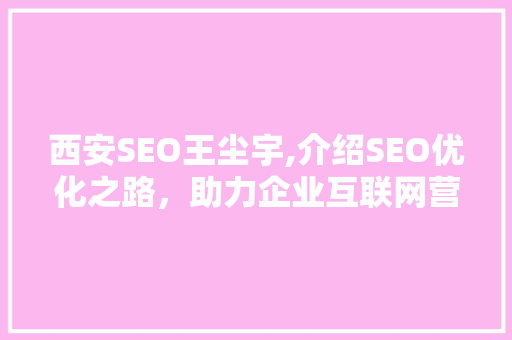 西安SEO王尘宇,介绍SEO优化之路，助力企业互联网营销 GoogleSEO