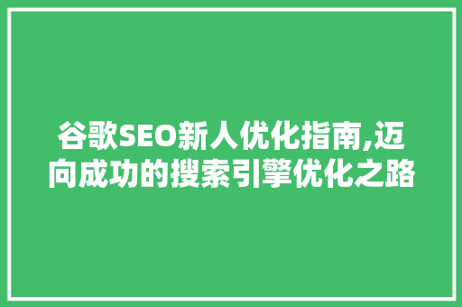 谷歌SEO新人优化指南,迈向成功的搜索引擎优化之路 搜狗SEO